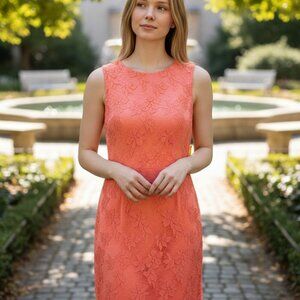 Alice + Olivia Lace Mini Dress Sleeveless Floral Orange Women's 0